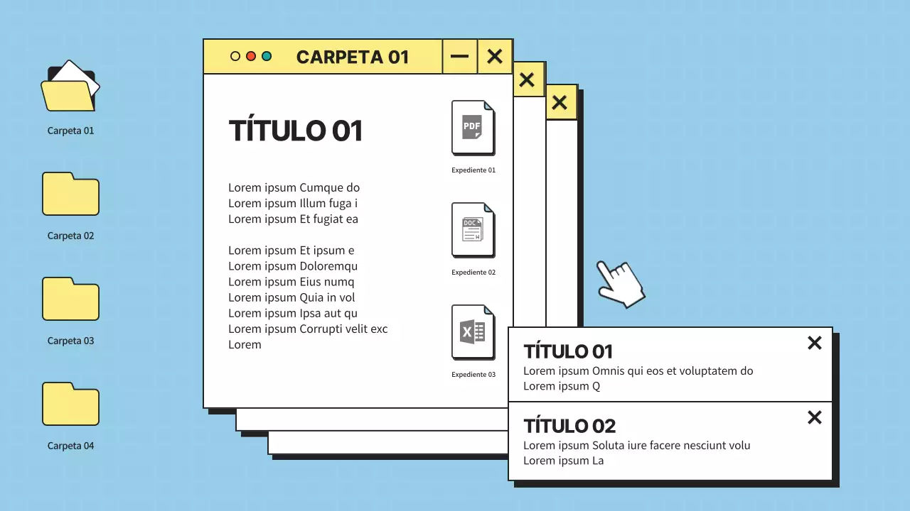 Interfaz de usuario de escritorio minimalista en azul y amarillo Perfil de la empresa