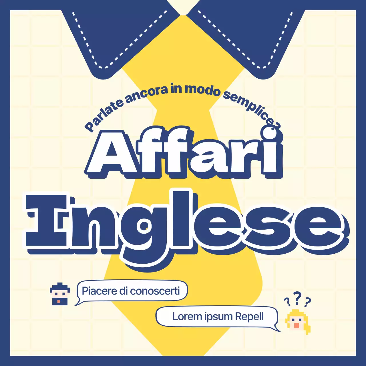  Un piano di inglese commerciale kitsch con sfondo giallo