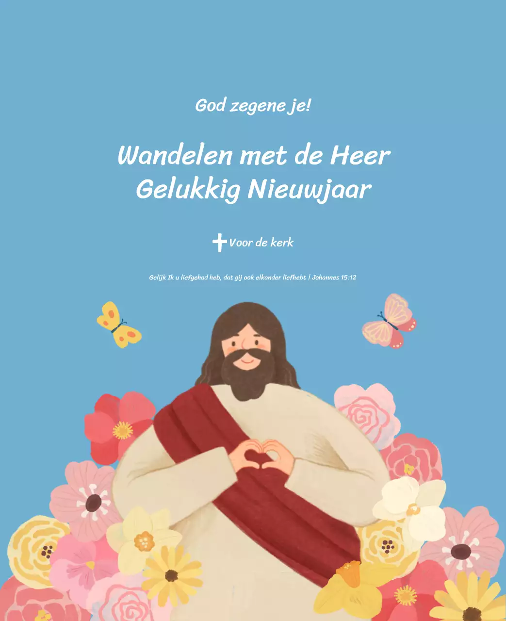 Een devotiekalender met gezellige illustraties en bijbelverzen op een lichtblauwe achtergrond