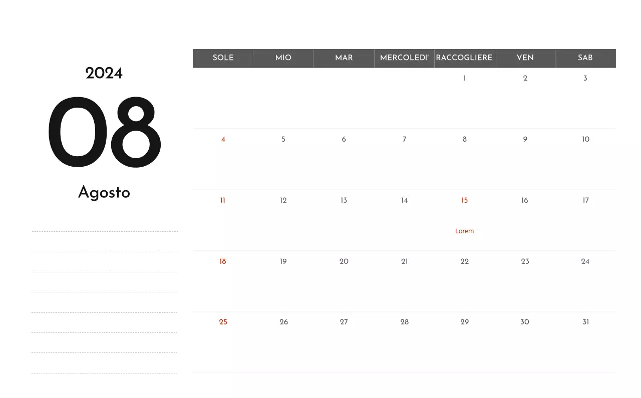 Un semplice calendario aziendale in grigio