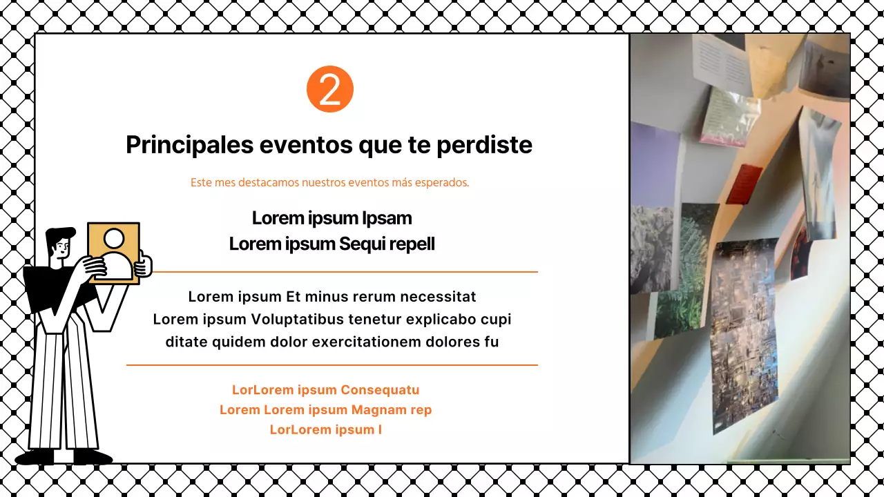 Presentación sencilla con detalles en negro y naranja