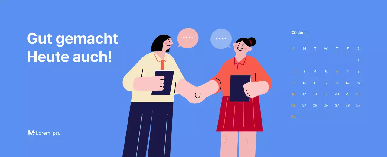 Motivationskalender mit energiegeladenen Illustrationen und positiven Zitaten auf hellblauem Hintergrund