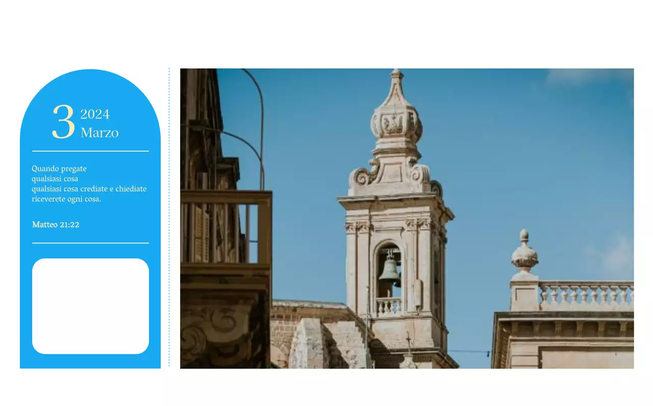 Calendario ecclesiastico blu di concezione moderna