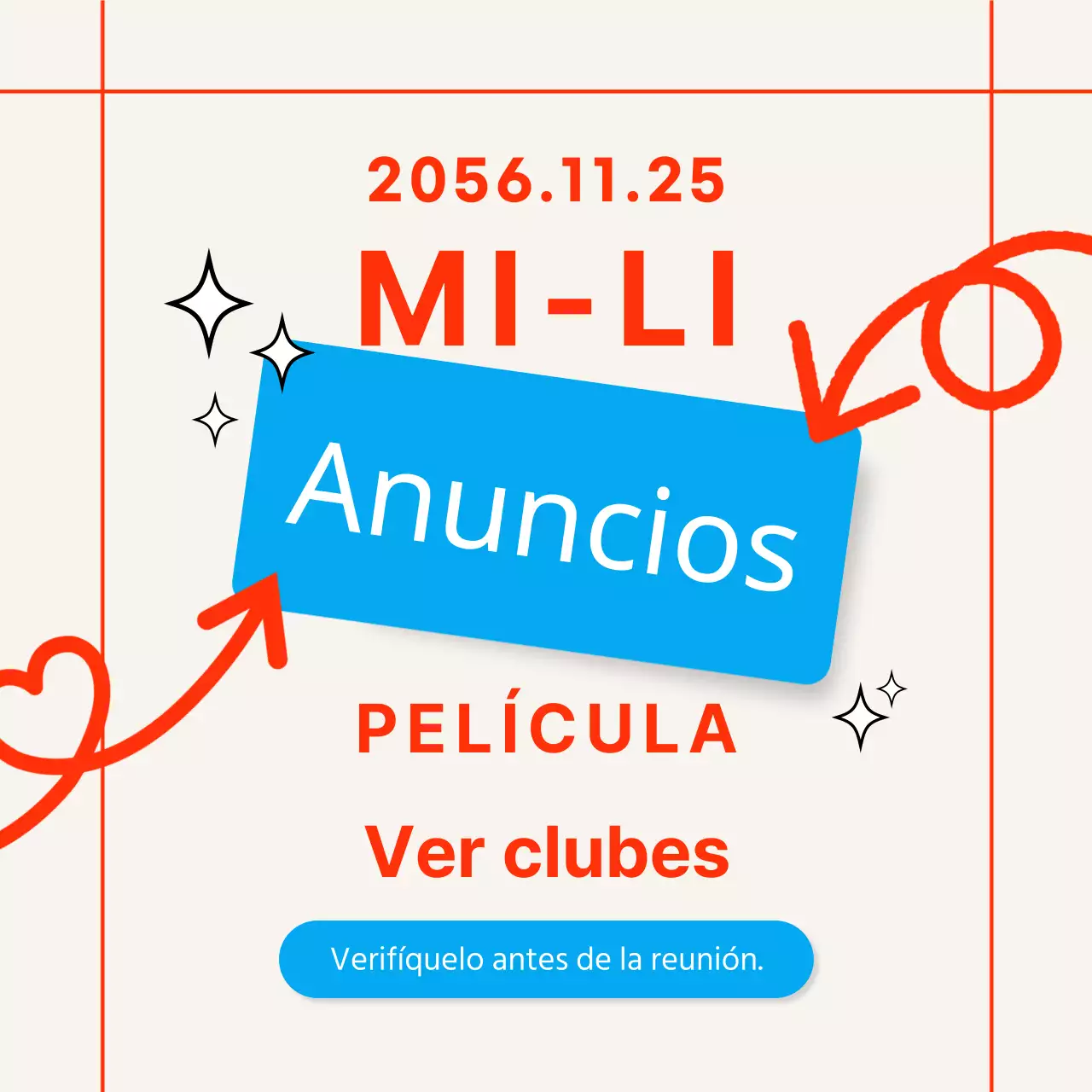 Anuncios modernos de reuniones de club en naranja y azul claro