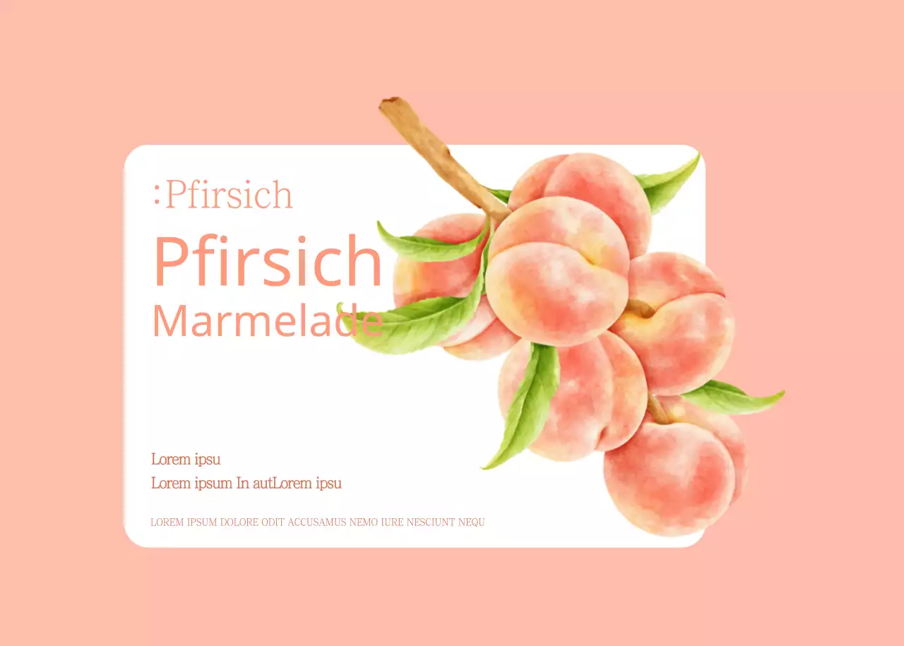 Pfirsich Apfelmarmelade Paket Etikett Design in Hellrosa und Grün