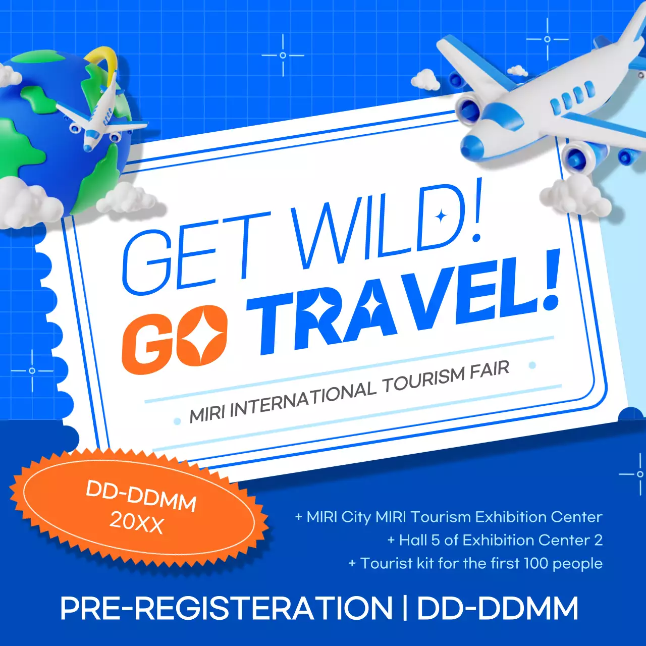 Blue Modern Travel Promotion Social Media Post