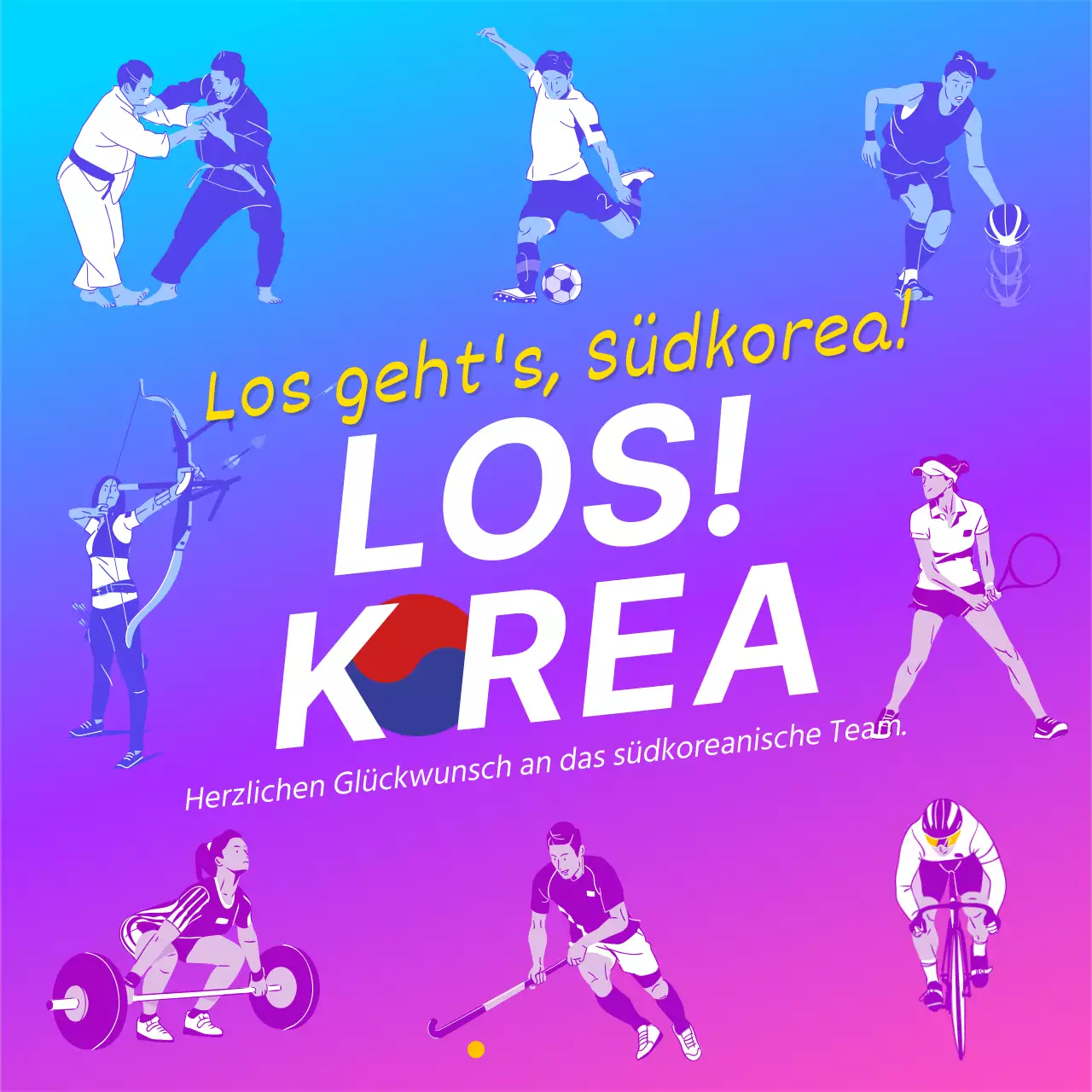 Poste eine blaue und pinke Pop-Art-Aufmunterungsbotschaft