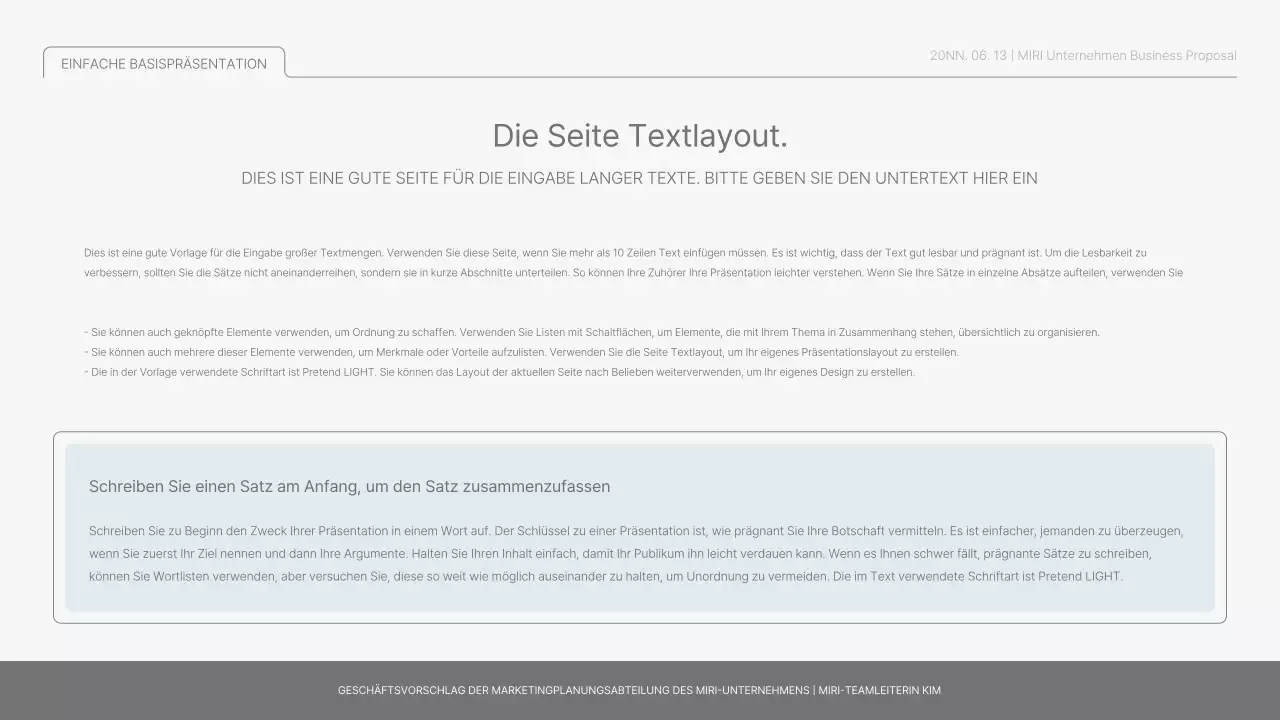 Einfacher Basisbericht in Hellblau und Hellgrün