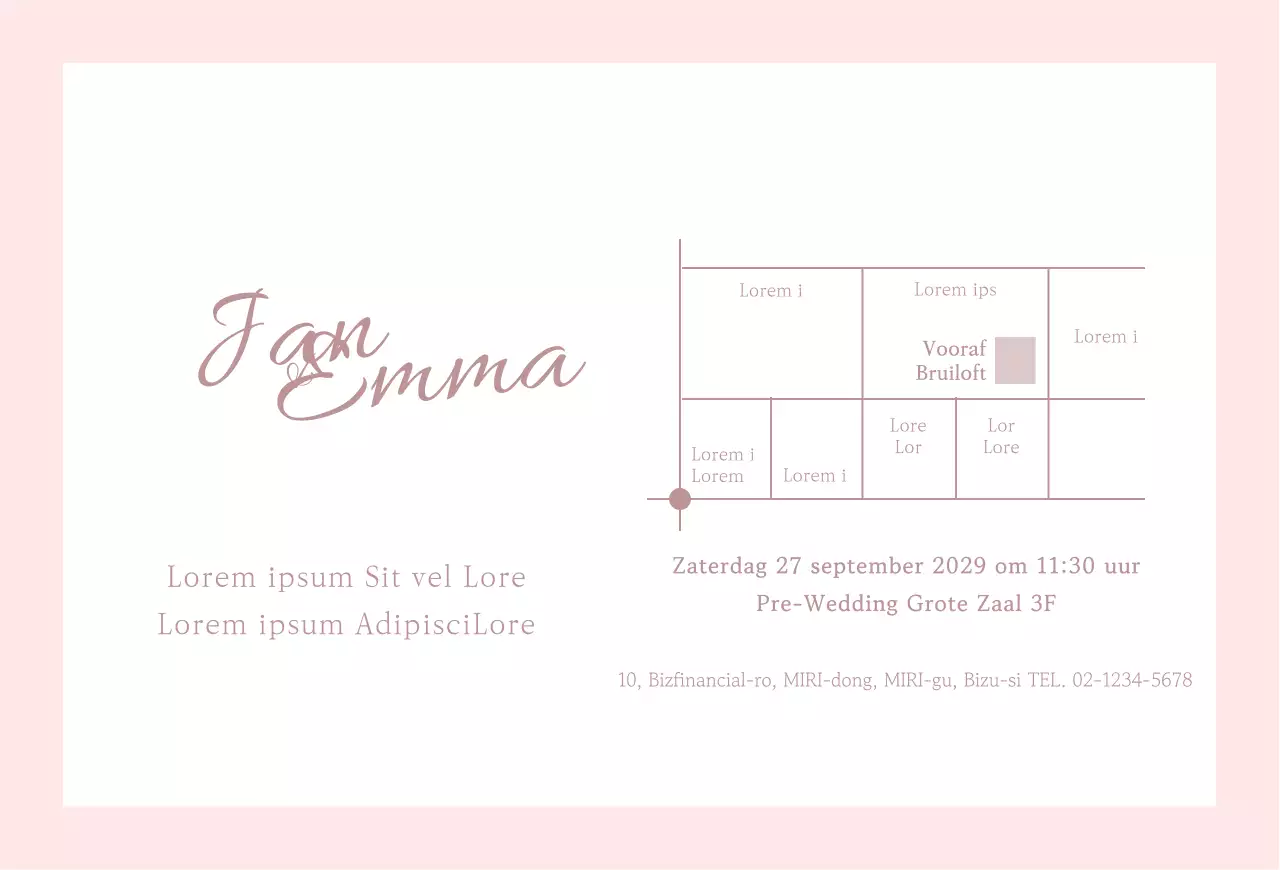 Eenvoudige huwelijksuitnodigingen in roze tinten