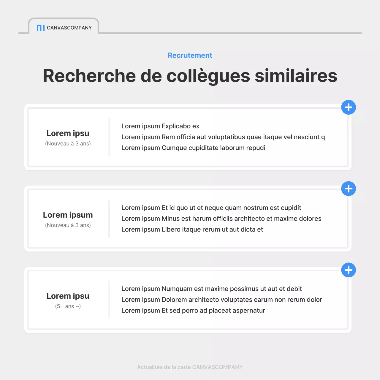 Une simple annonce d'emploi d'entreprise en bleu et gris