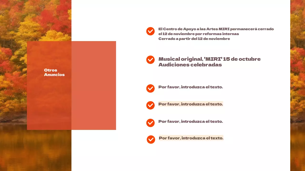 Promover un sencillo boletín turístico local con acentos naranjas