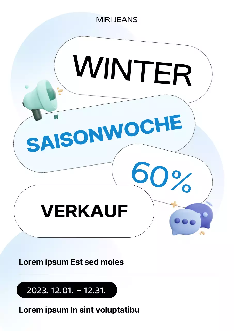 Eine knackige, saubere, knopfartige Benachrichtigung über den wöchentlichen Winterschlussverkauf