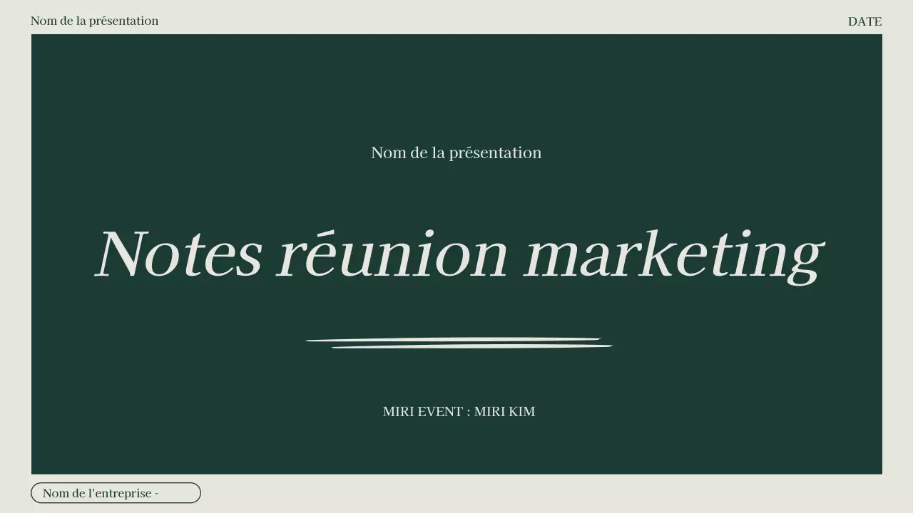 Compte rendu de réunion de marketing minimaliste en vert et beige