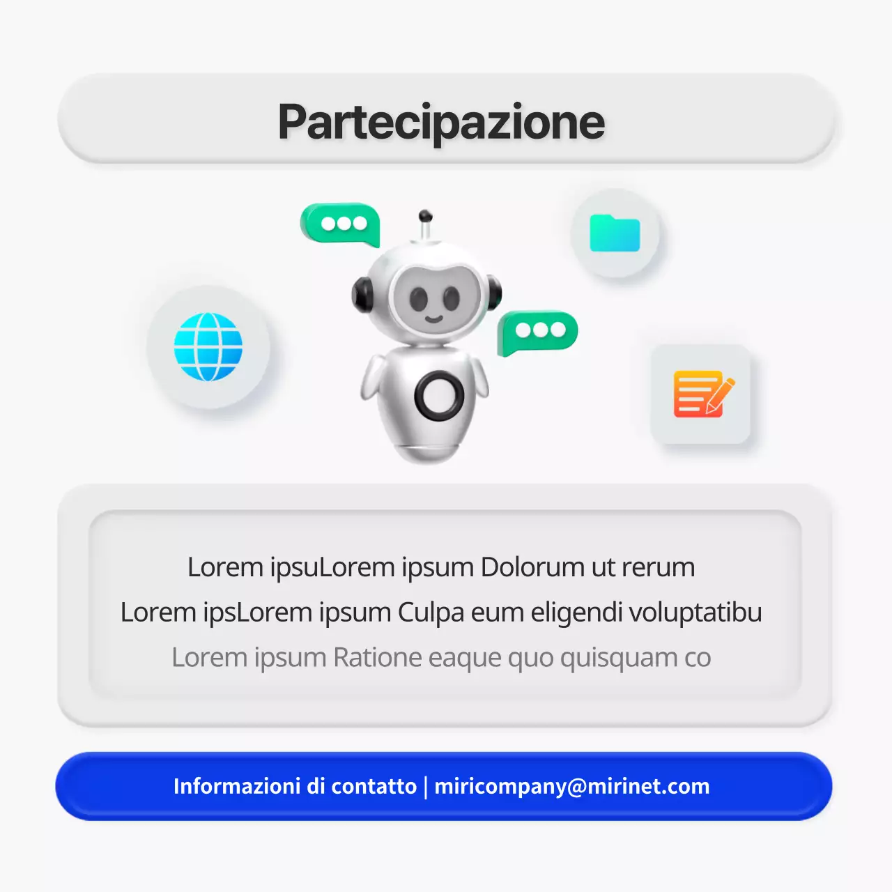 Annuncio di seminario in stile 3D minimalista in blu e grigio