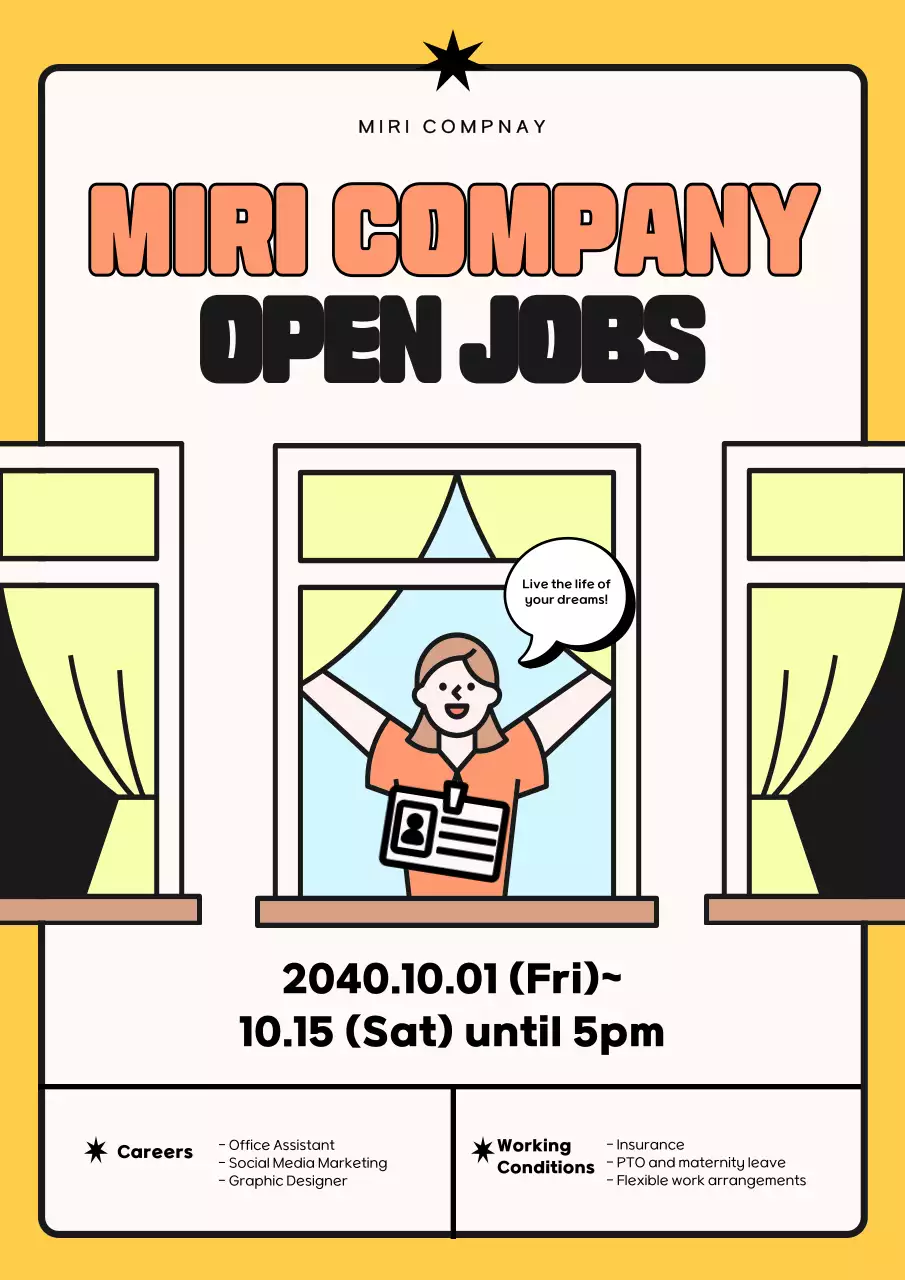 Yellow Simple Job Posting Poster