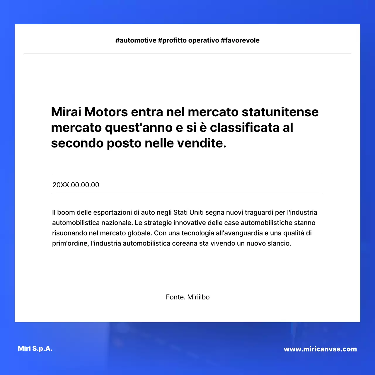 Un semplice rapporto sul mercato azionario in blu
