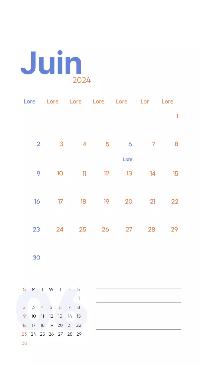Calendrier de travail avec de belles illustrations