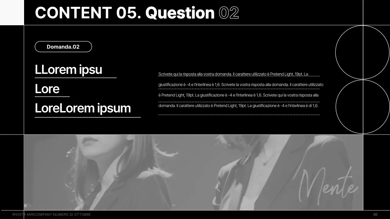 Una moderna rivista di interviste in casa in bianco e nero
