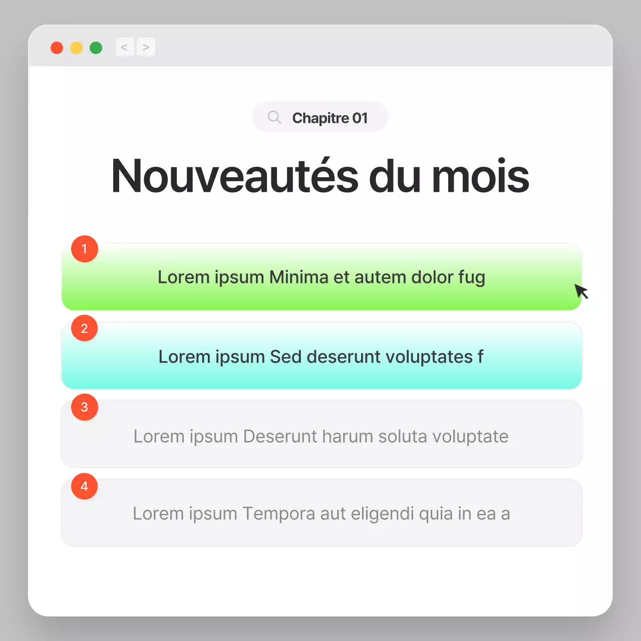 Profil d'entreprise avec un concept de navigation simple en gris et blanc