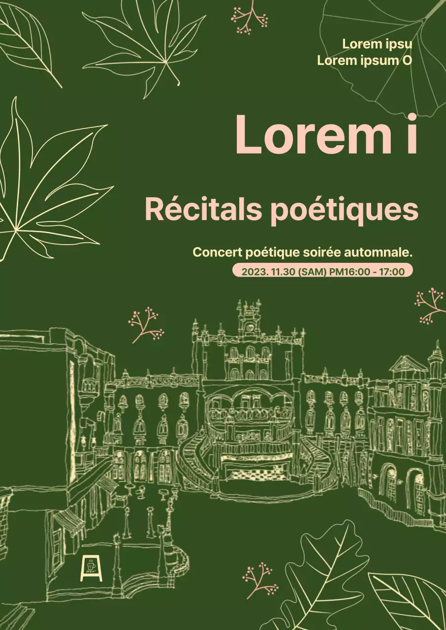 Promouvoir les récitals de poésie avec une calligraphie vert foncé