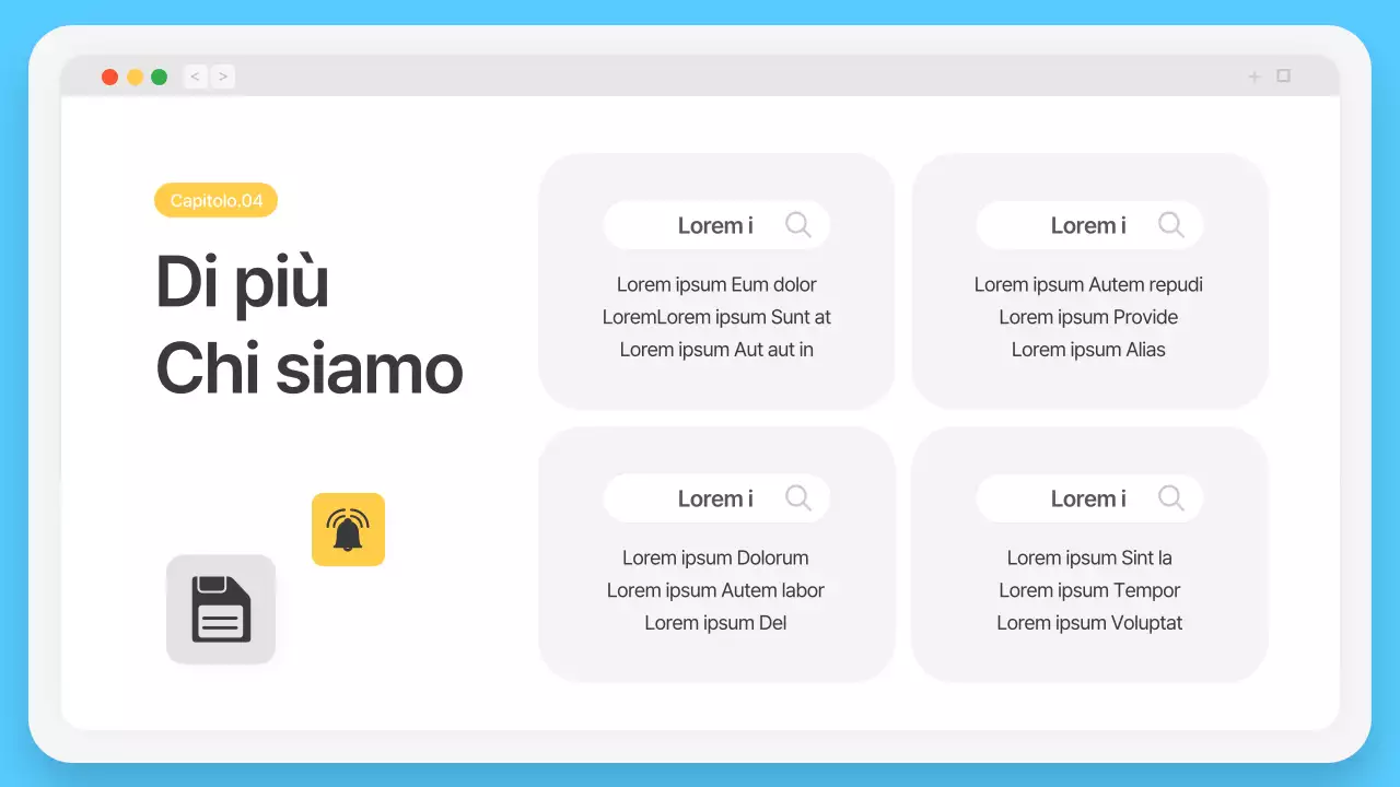 Semplice cornice del browser in azzurro Profilo aziendale