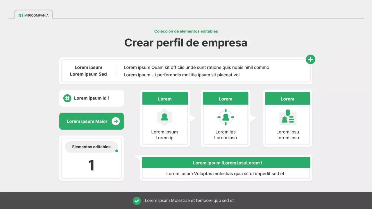 Un sencillo perfil de empresa verde y gris