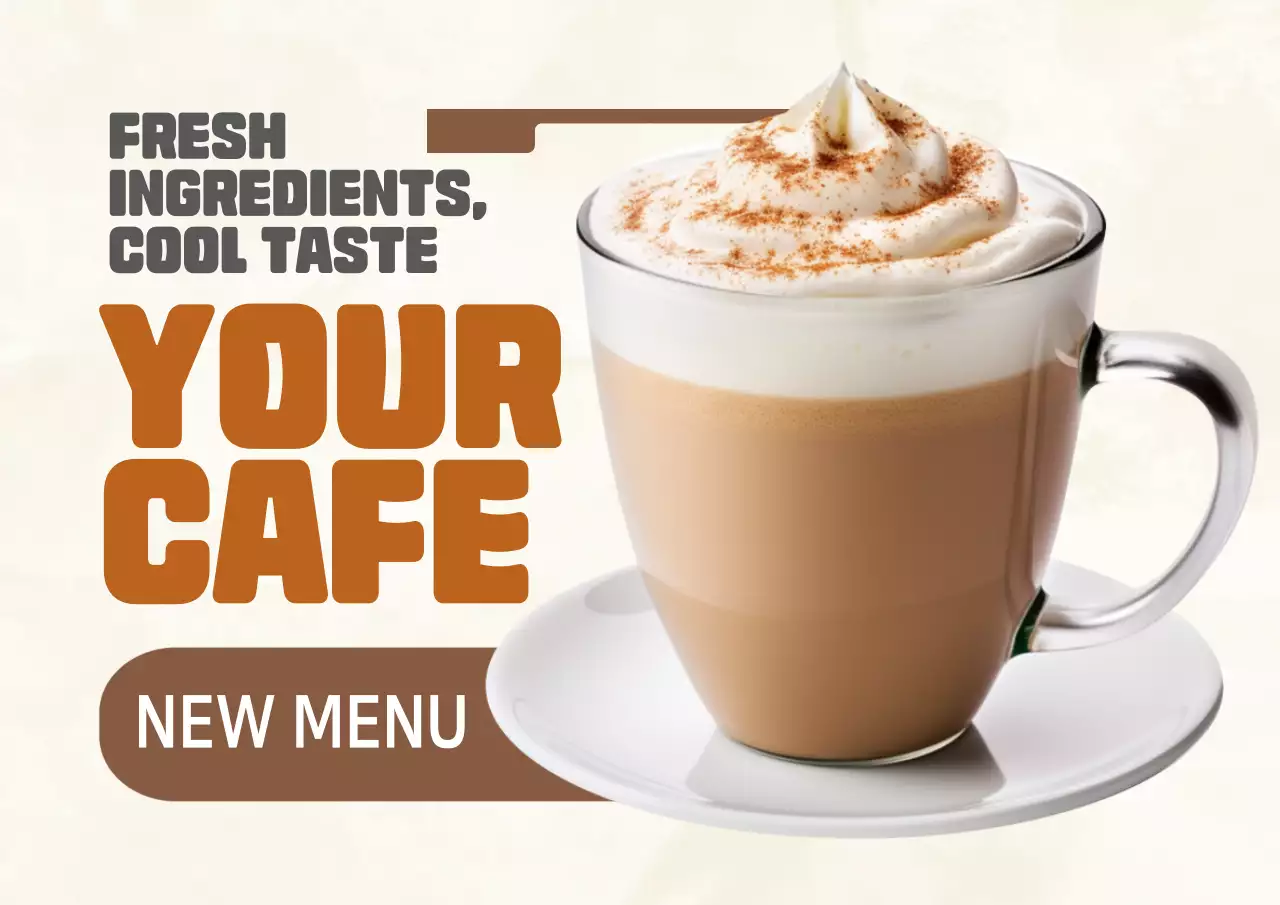 Poster Promosi Kafe Modern Berwarna Coklat