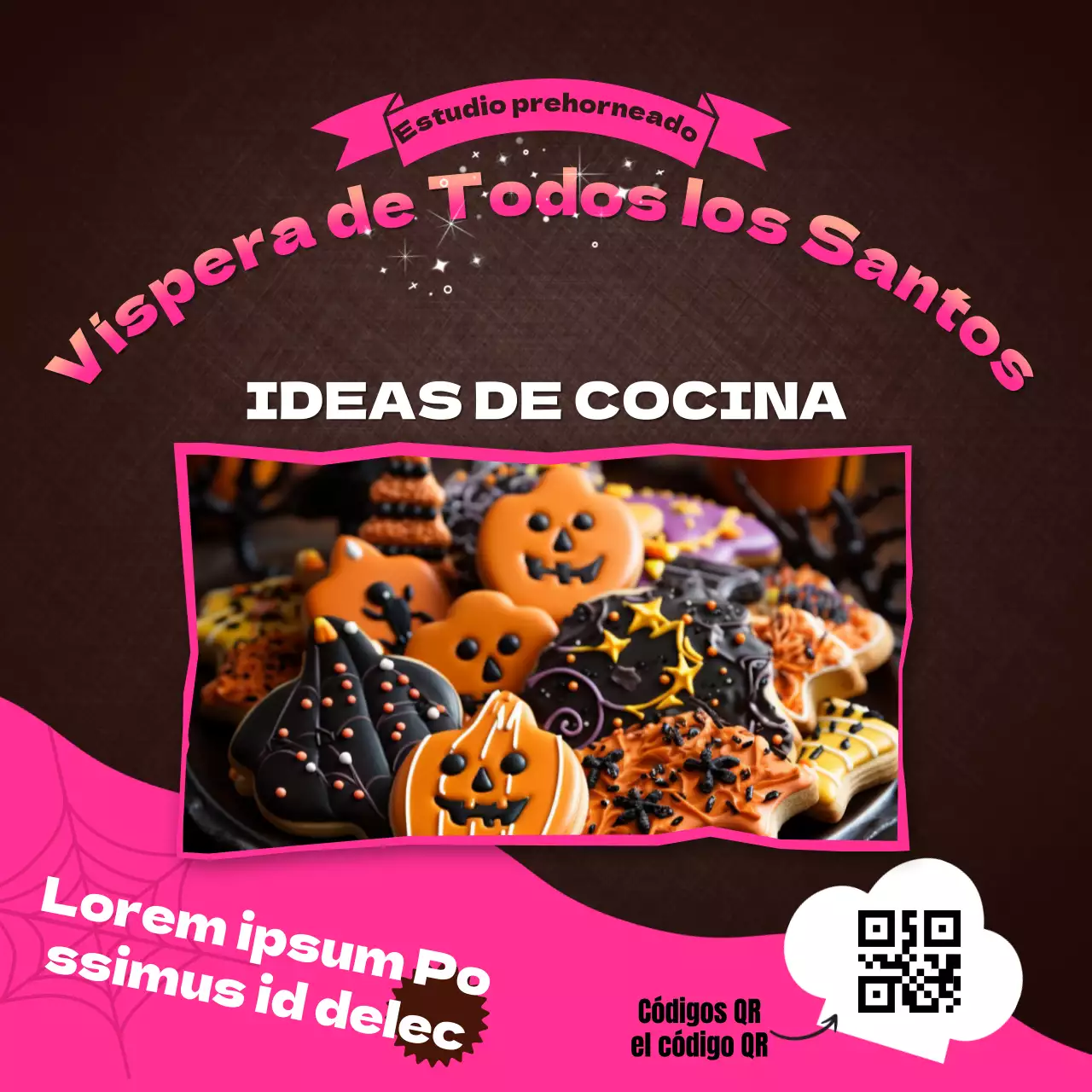 Estudio de repostería con fotos en bicolor rosa y marrón