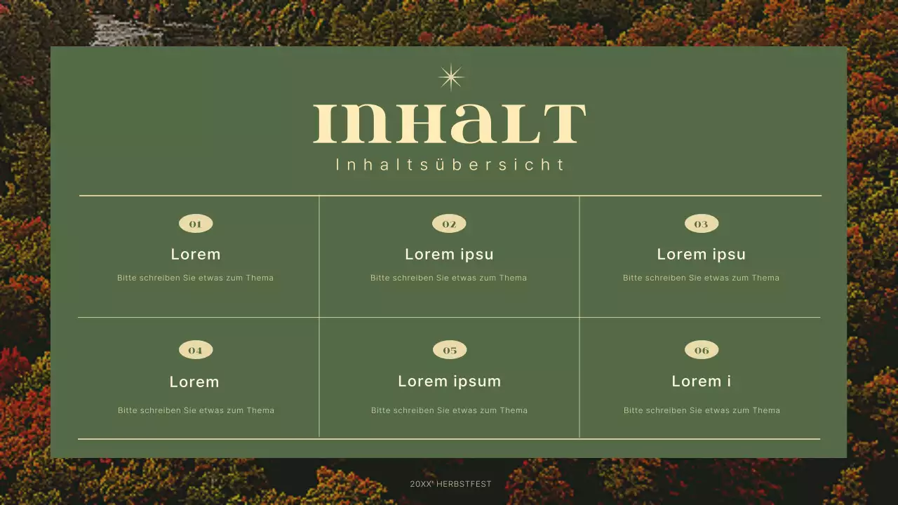 Ein schlichter und moderner Herbstfest-Planer in Grün und Beige