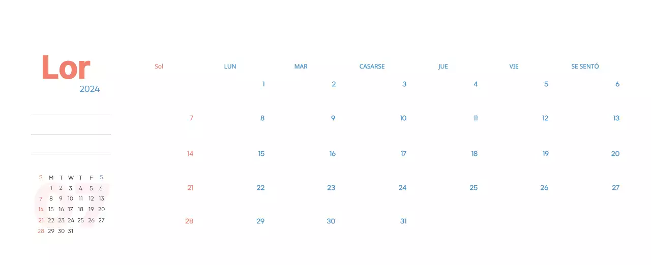 Calendario laboral con bellas ilustraciones