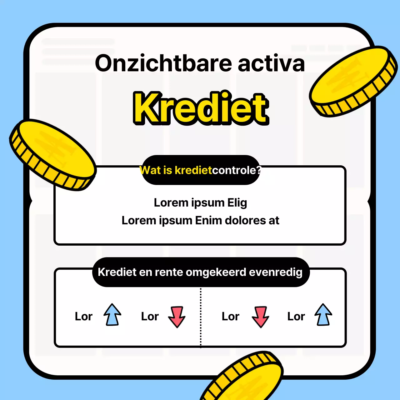 Kitscherig trainingsmateriaal voor creditmanagement met een lichtblauwe achtergrond