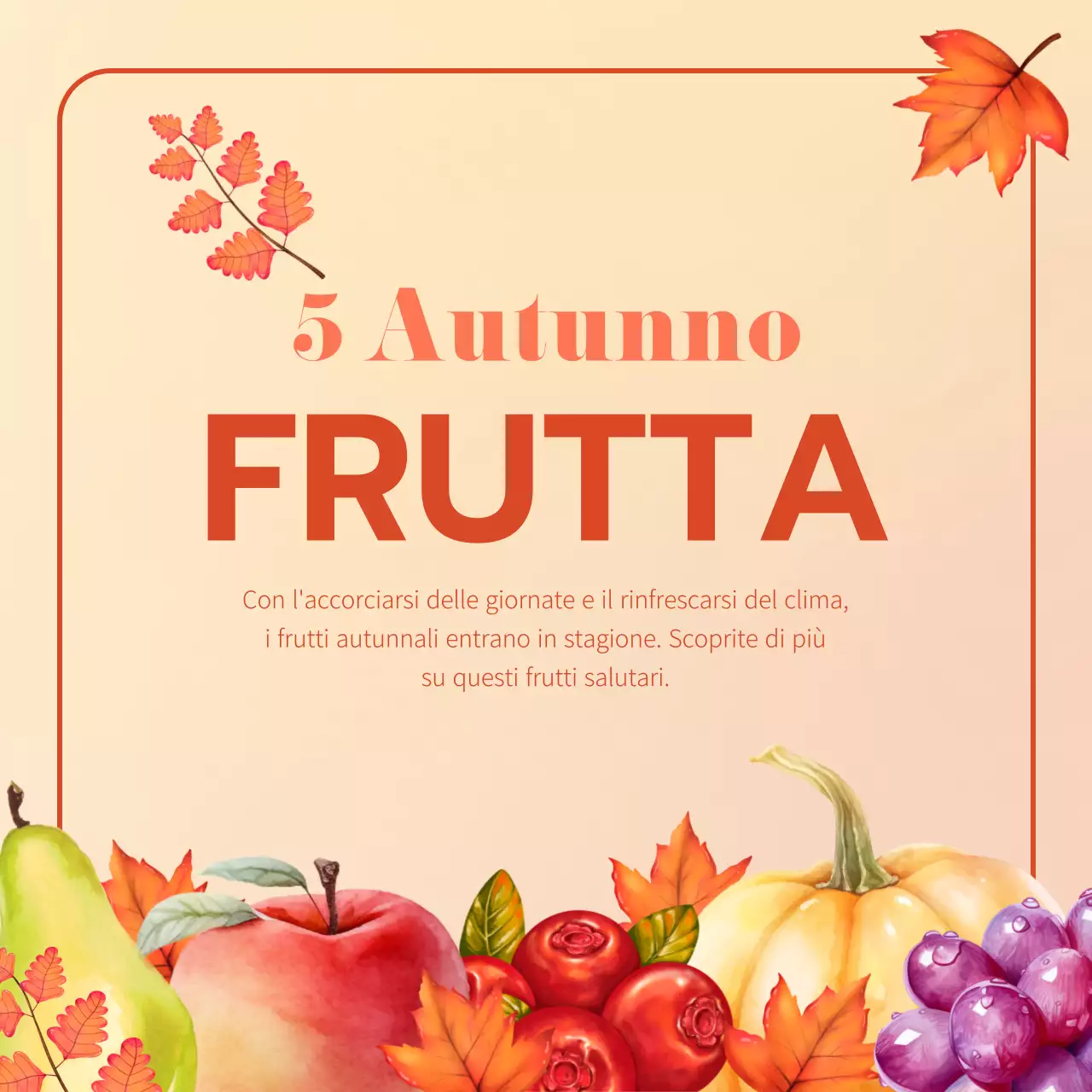 Promuovere la frutta di stagione vintage in arancione e beige