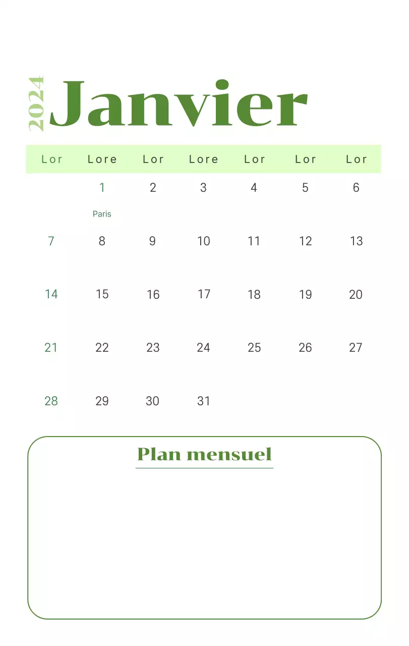 Calendrier avec illustrations de jeunes sur fond jaune et vert