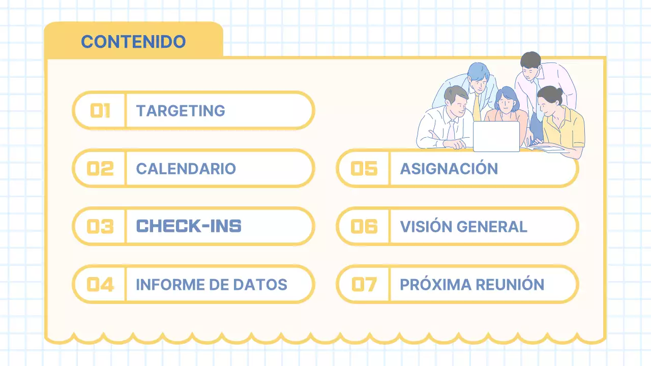 Informe del acta de la reunión de marketing moderno en azul claro y amarillo