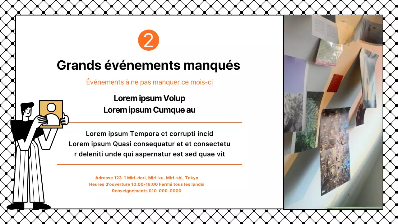 Présentation simple avec des accents noirs et orange