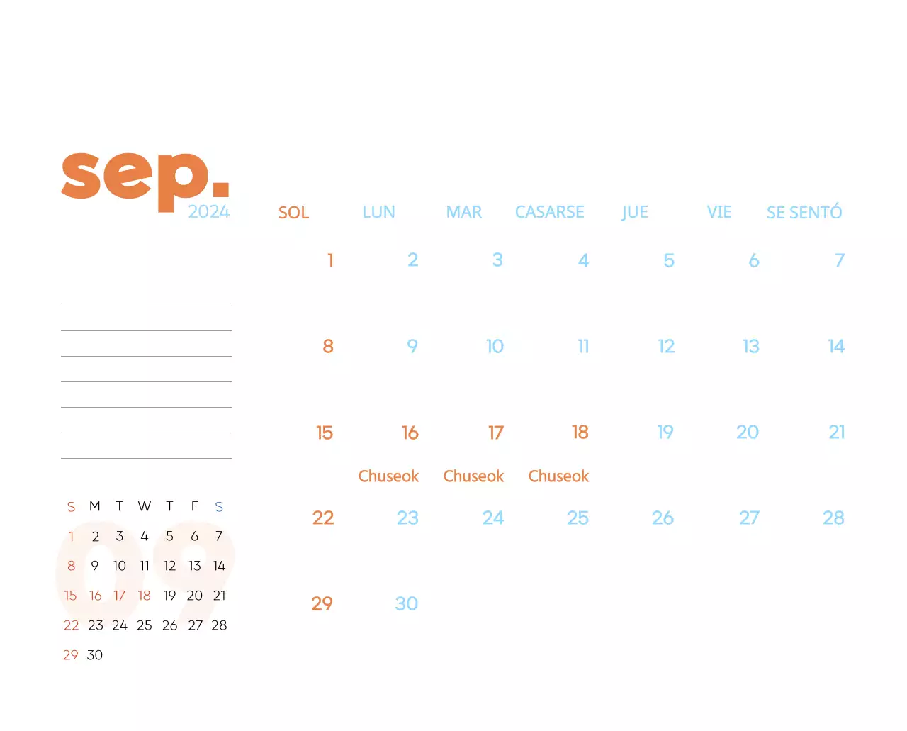 Calendario laboral con bellas ilustraciones
