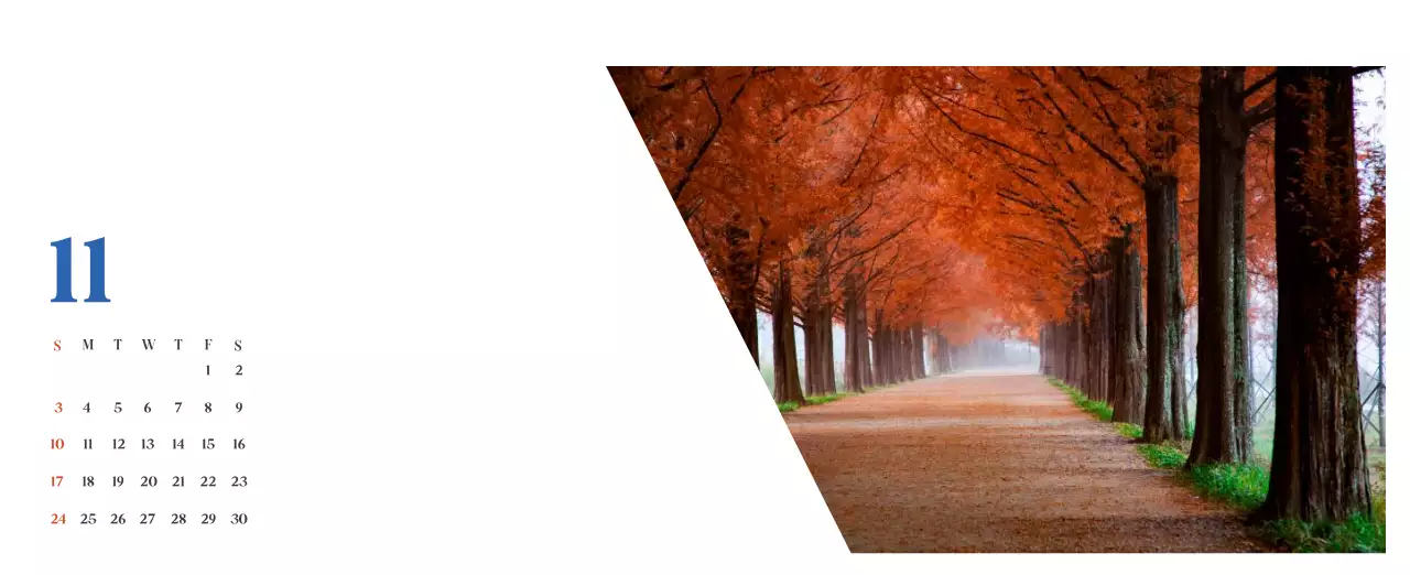 Calendario hospitalario con fotos de paisajes estacionales