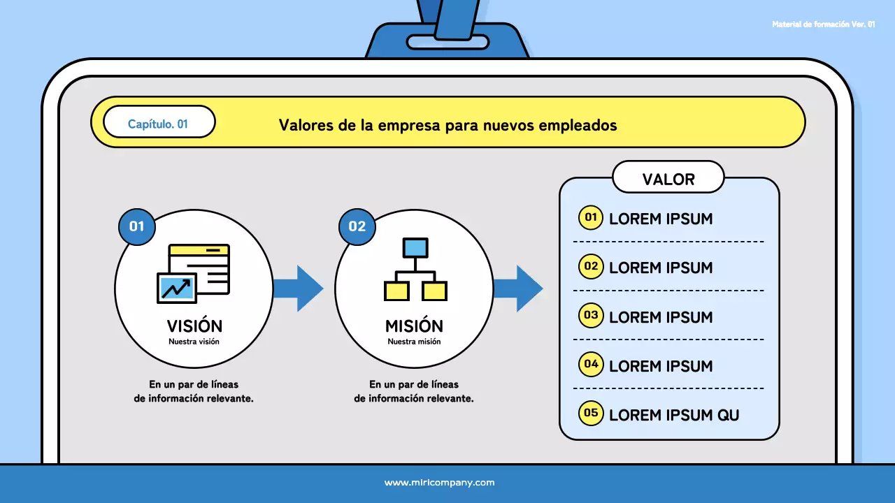 Una bonita cubierta de formación para nuevos empleados en azul claro y negro