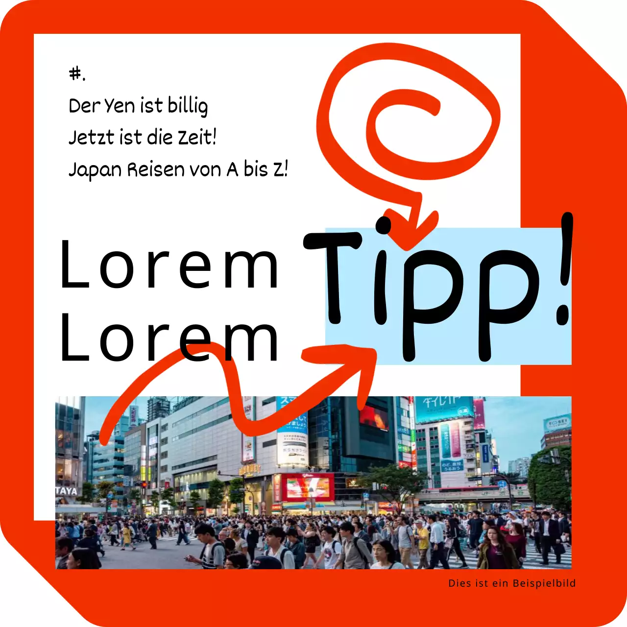 Kitschige japanische Reisewerbung in Rot