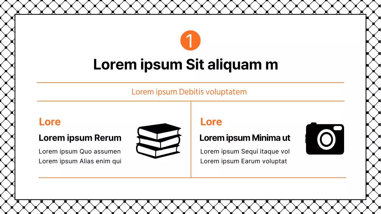 Einfache Präsentation mit schwarzen und orangen Akzenten