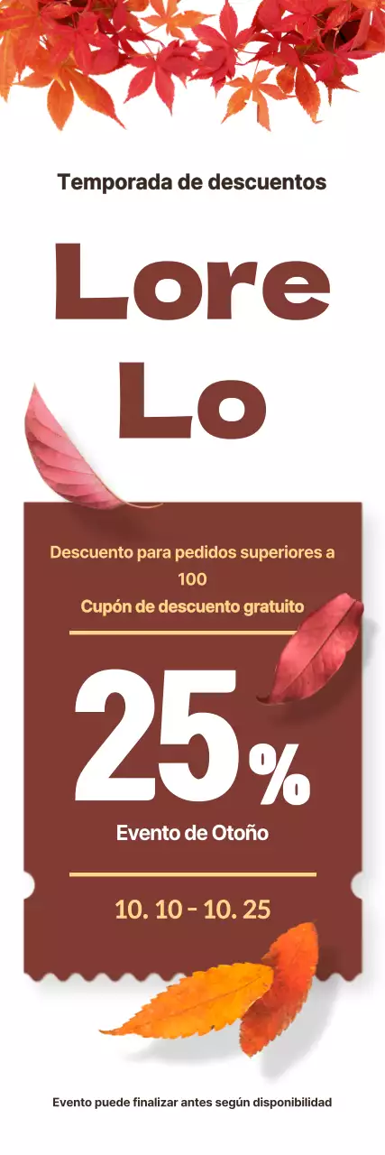 Evento de venta de otoño con hojas de otoño y follaje sobre fondo blanco