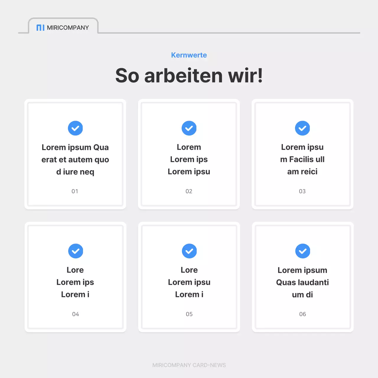 Eine einfache Stellenanzeige eines Unternehmens in Blau und Grau