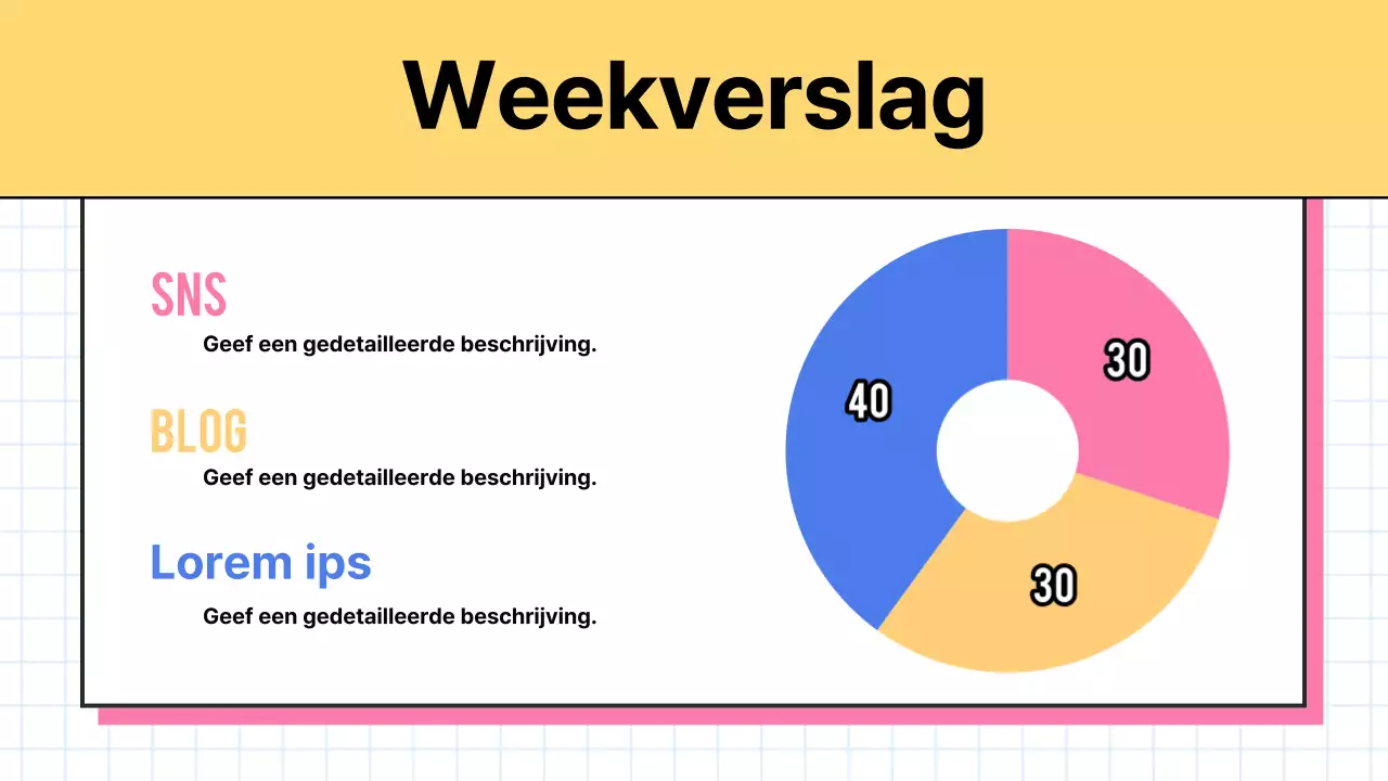 Trendy marketingnotulenrapport in geel en wit