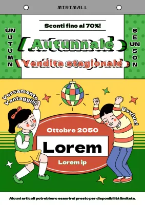 Calendario di vendita autunnale retrò in giallo e chartreuse