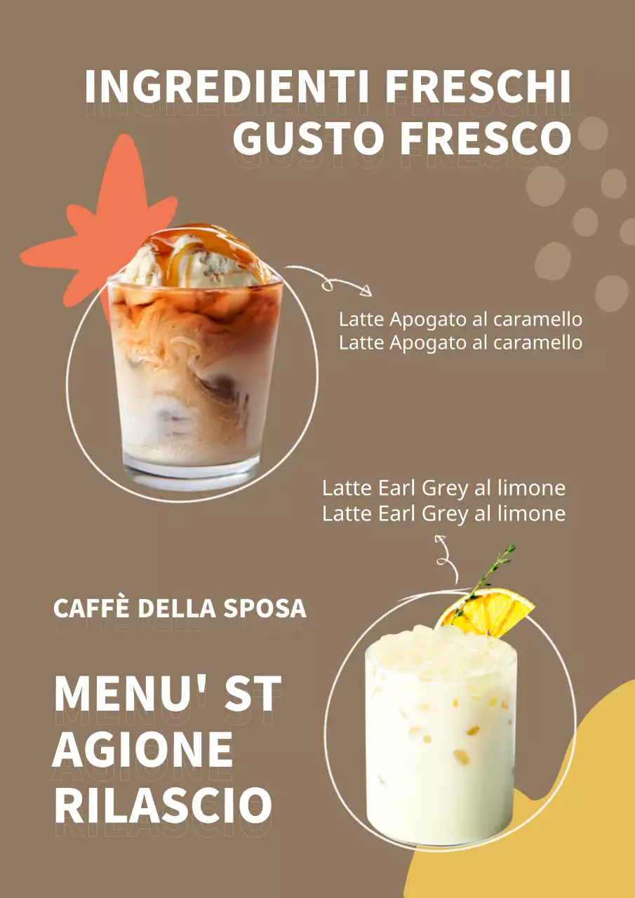 Presentazione di un semplice menu da bar con sfondo marrone