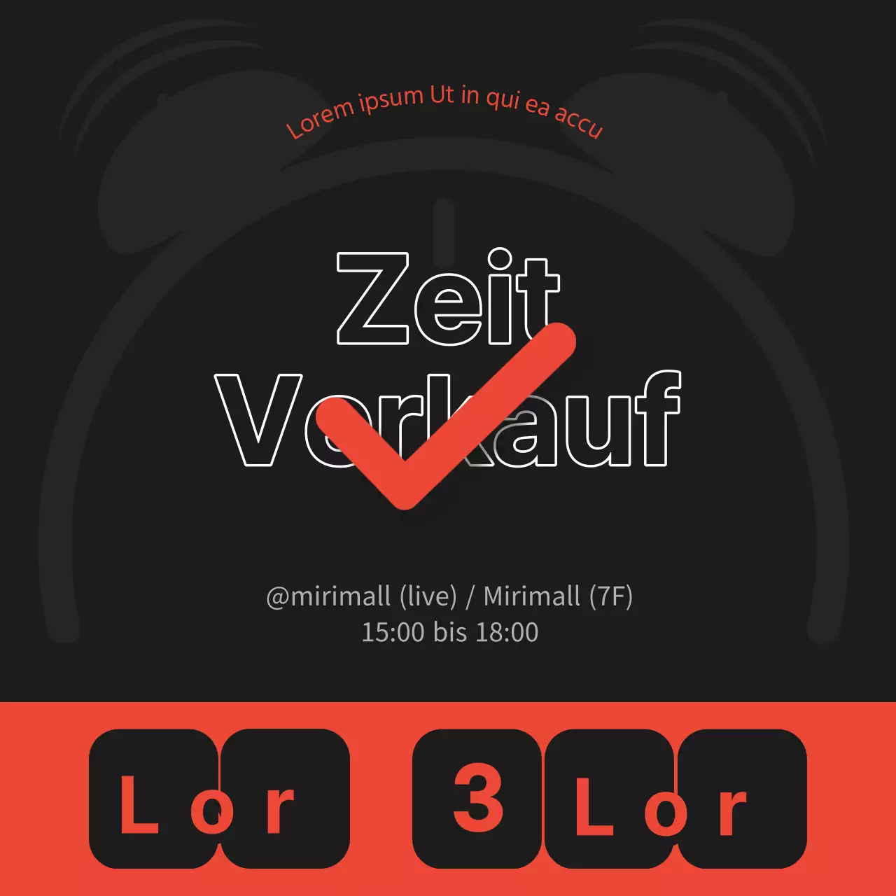 Minimalistische Zeitverkaufsanzeige in Schwarz und Rot