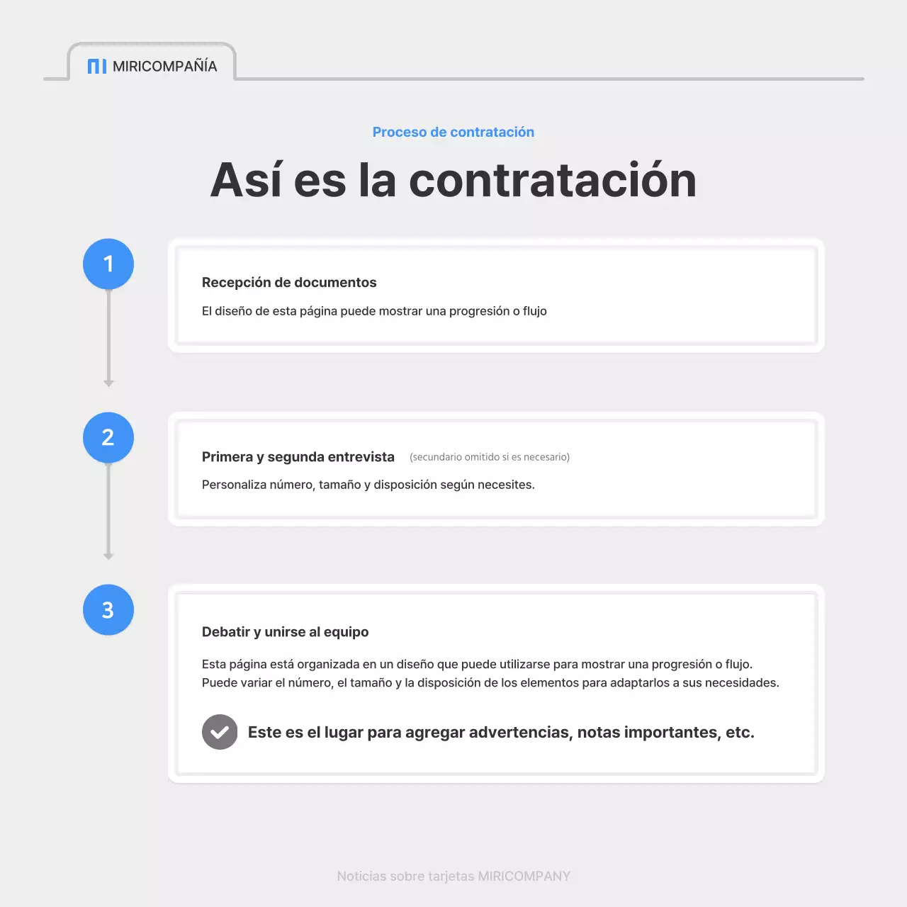 Un sencillo anuncio de empleo en azul y gris