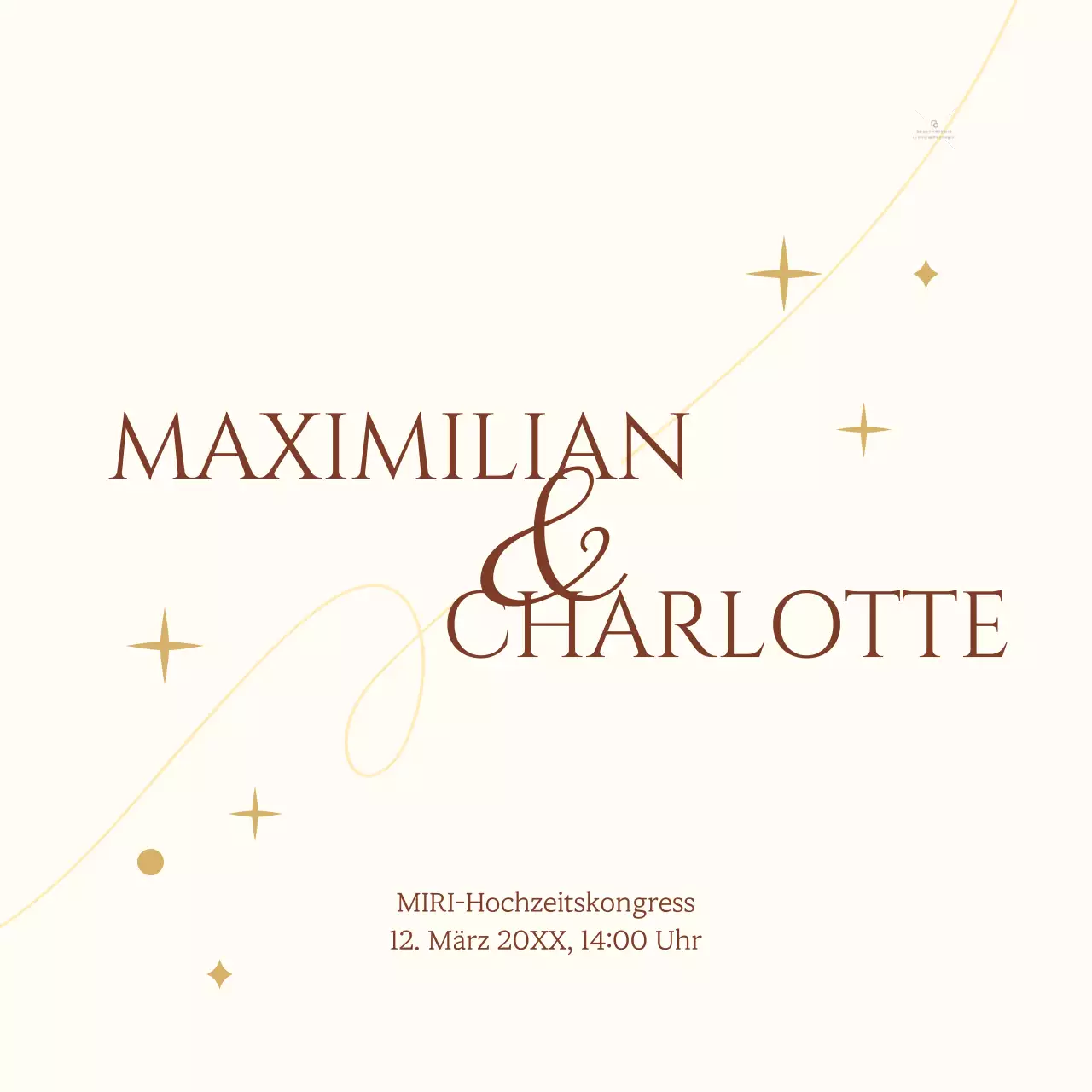 Ein sentimentales Konzept Hochzeitseinladung mit einem hellgelben Stern und Linie Illustration