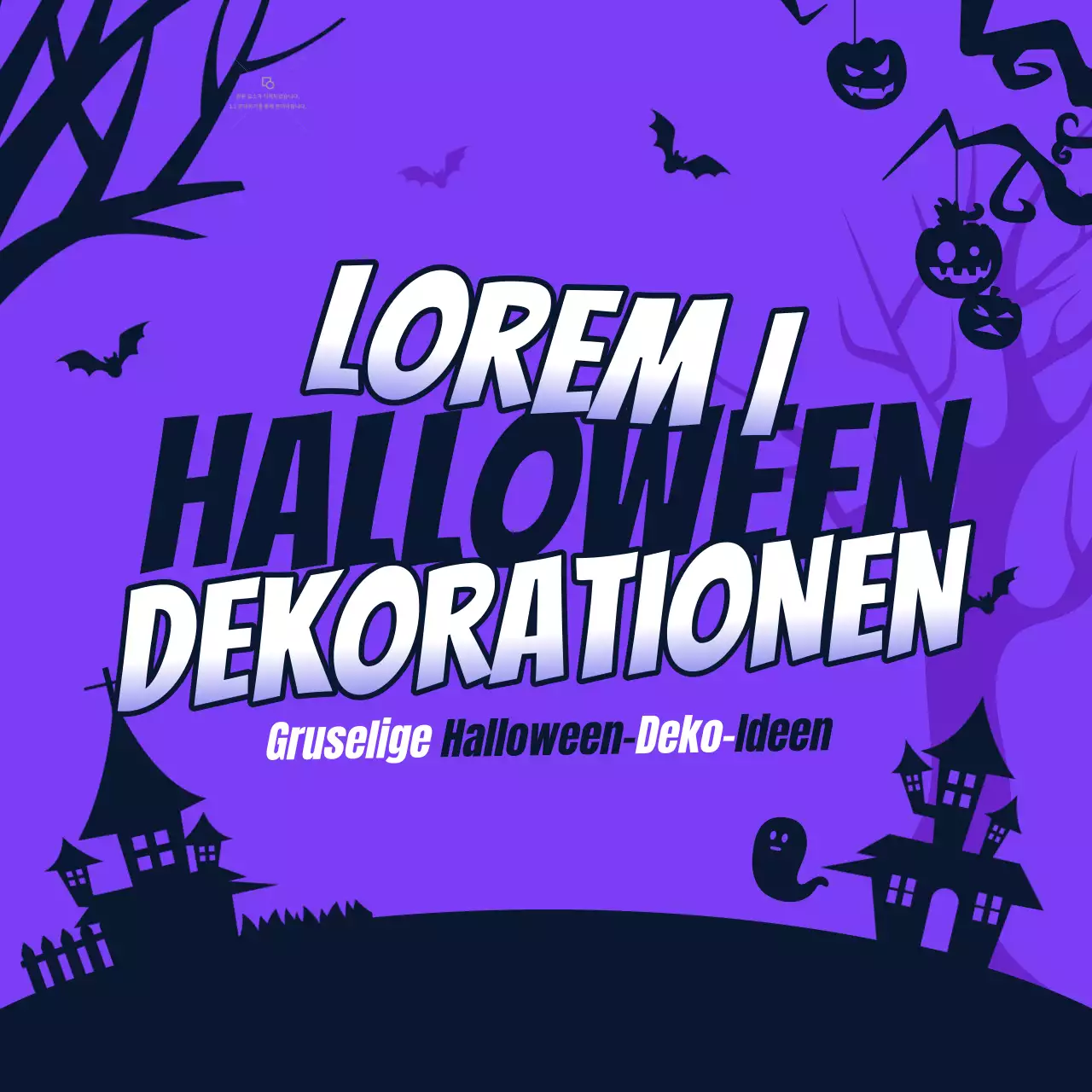 Halloween-Dekorationsideen mit zweifarbigen, flachen Schattenillustrationen