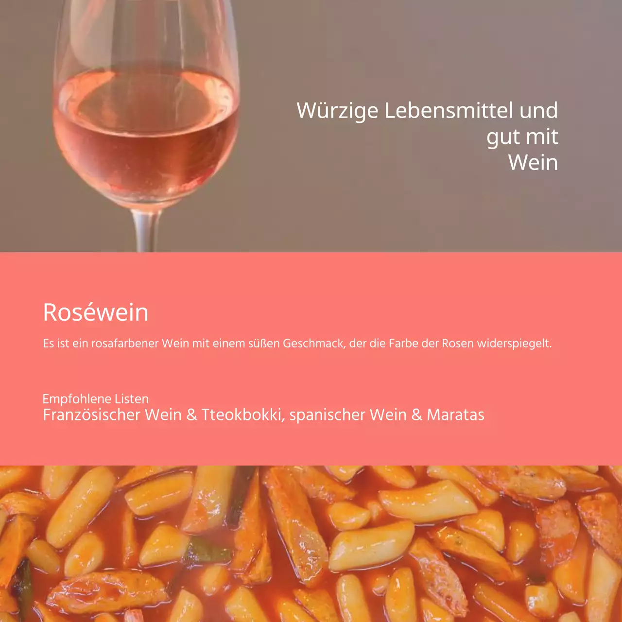 Moderne Weinempfehlungsanzeige in Rot und Beige